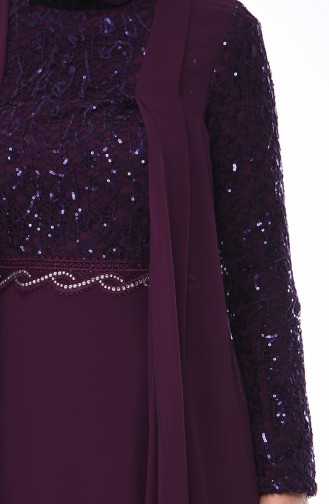 Robe de Soirée Détail Paillettes 52758-06 Pourpre 52758-06