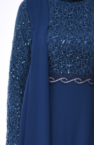 Robe de Soirée Détail Paillettes 52758-05 Pétrol 52758-05