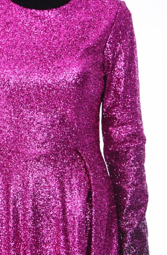 Robe de Soirée a Paillettes 4557-01 Fushia Noir 4557-01