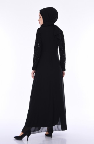 Black Hijab Evening Dress 52758-03