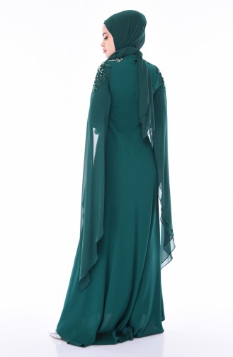 Emerald Green Hijab Evening Dress 4530-03