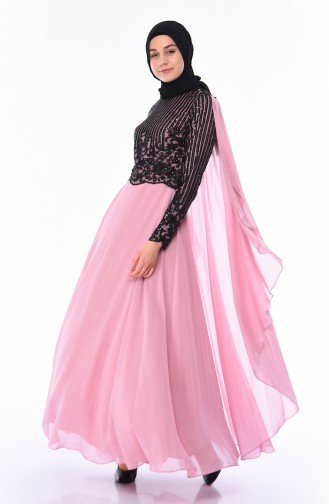 Dusty Rose Hijab Evening Dress 4554-02