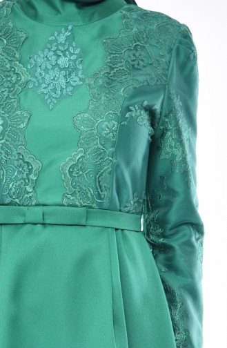 Emerald Green Hijab Evening Dress 8722-04