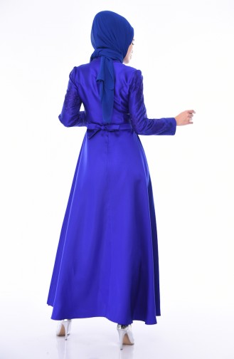 Saxe Hijab Evening Dress 8722-05