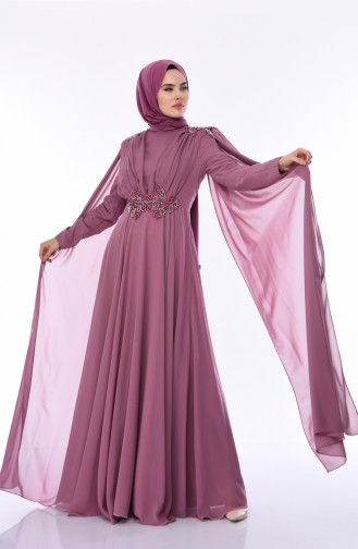 Beige-Rose Hijab-Abendkleider 8009-04