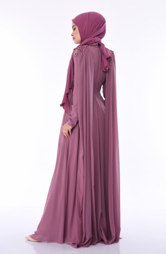 Dusty Rose Hijab Evening Dress 8009-04