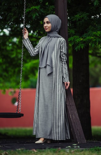 Schwarz Hijab Kleider 7246-01