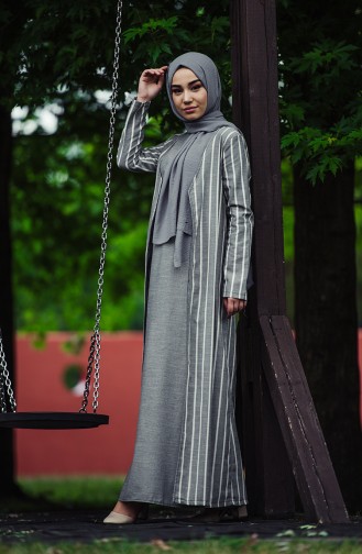 Schwarz Hijab Kleider 7246-01