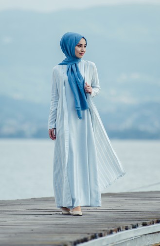 Robe Hijab Bleu Bébé 7246-02