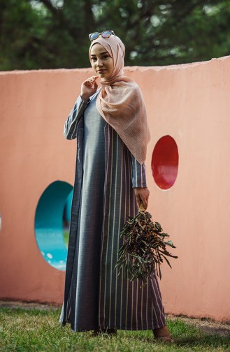 Dunkelblau Hijab Kleider 7246-05