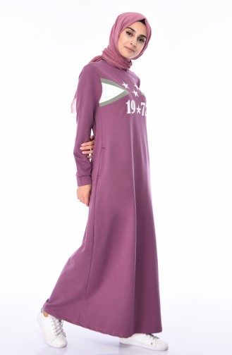 Lilac Color Hijab Dress 9055-01