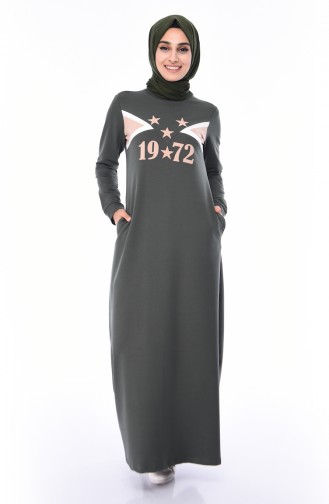 Khaki Hijab Dress 9055-02