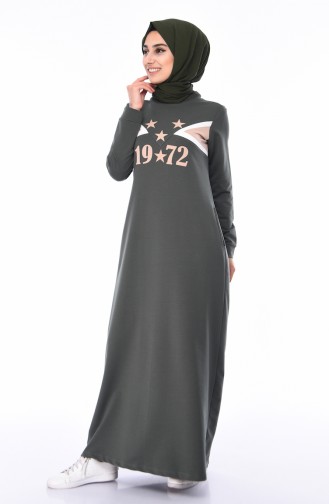 Khaki İslamitische Jurk 9055-02