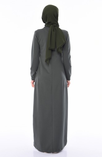 Khaki Hijab Dress 9055-02