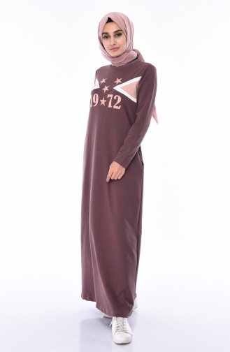 Brown Hijab Dress 9055-03