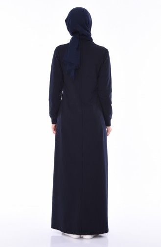 Navy Blue Hijab Dress 9055-04