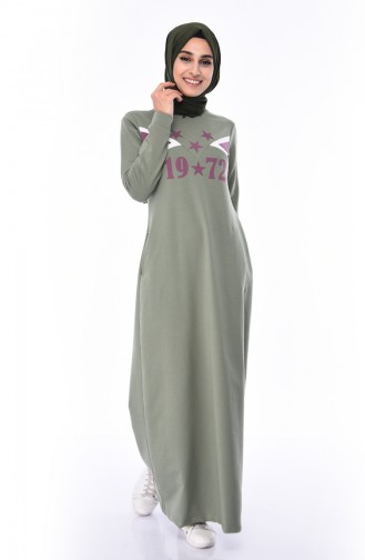 Green Hijab Dress 9055-05