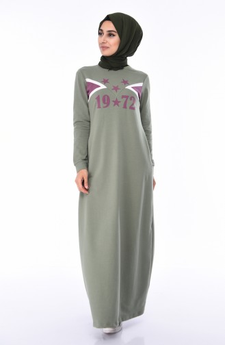 Green Hijab Dress 9055-05