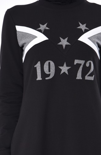 Baskılı Spor Elbise 9055-06 Siyah