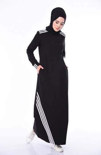 Çizgili Spor Elbise 9066-03 Siyah