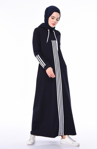Navy Blue Hijab Dress 9068-05