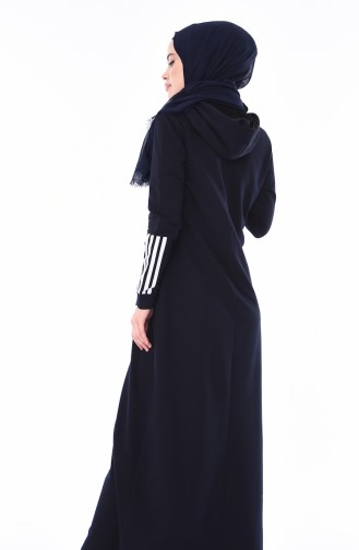 Dunkelblau Hijab Kleider 9068-05