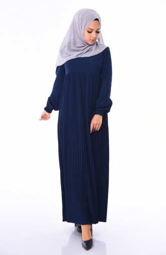 Navy Blue Hijab Dress 0059-03