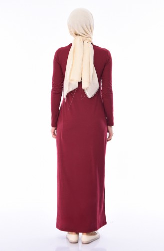 Claret Red Hijab Dress 4049-01