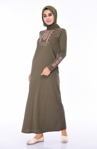 Khaki Hijab Dress 4049-03