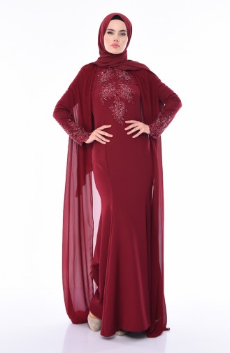 Claret Red Hijab Dress 0001-02