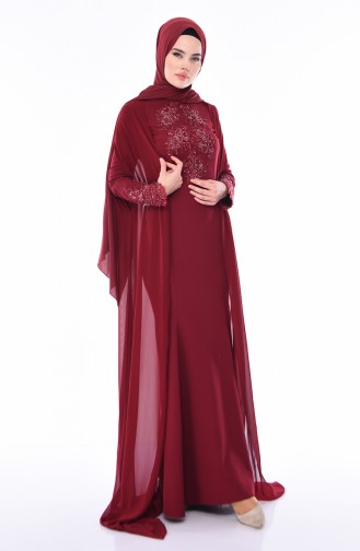 Weinrot Hijab Kleider 0001-02