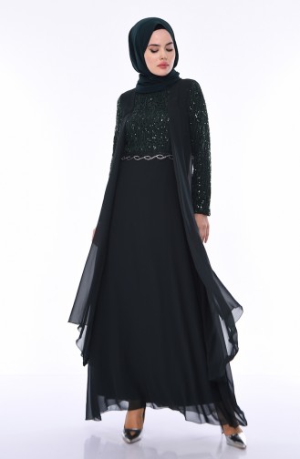 Green Hijab Evening Dress 52758-02