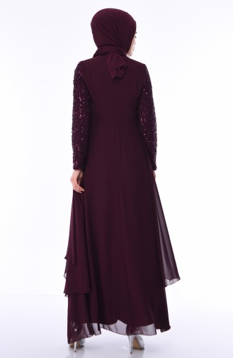 Robe de Soirée Détail Paillettes 52758-01 Plum 52758-01