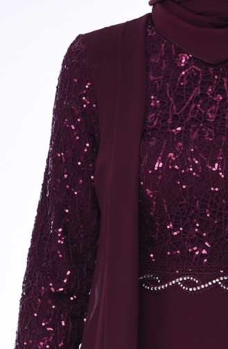 Plum Hijab Evening Dress 52758-01