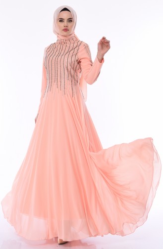 Salmon Hijab Evening Dress 2012-01
