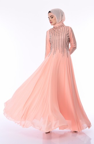 Salmon Hijab Evening Dress 2012-01