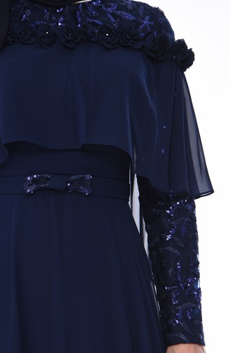 Dunkelblau Hijab-Abendkleider 4528-01