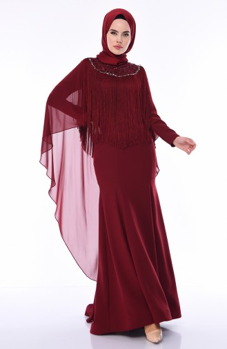 Claret red İslamitische Avondjurk 4529-01