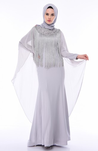  Robe de Soirée à Franges 4529-04 Gris 4529-04