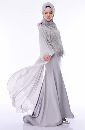  Robe de Soirée à Franges 4529-04 Gris 4529-04