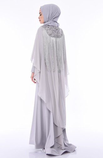  Robe de Soirée à Franges 4529-04 Gris 4529-04