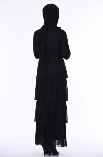 Black Hijab Evening Dress 8012-03