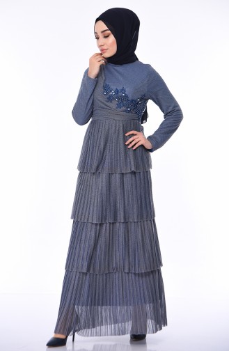 Indigo Hijab Evening Dress 8012A-01