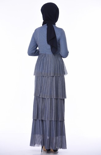 Indigo Hijab Evening Dress 8012A-01