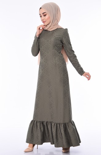 Khaki Hijab Dress 7247-01