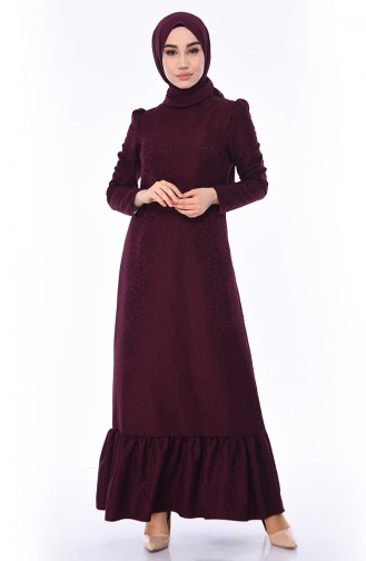 Plum Hijab Dress 7247-04