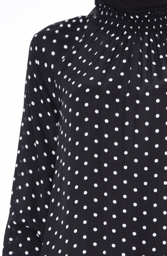 Puantiyeli Desenli Elbise 0055-02 Siyah