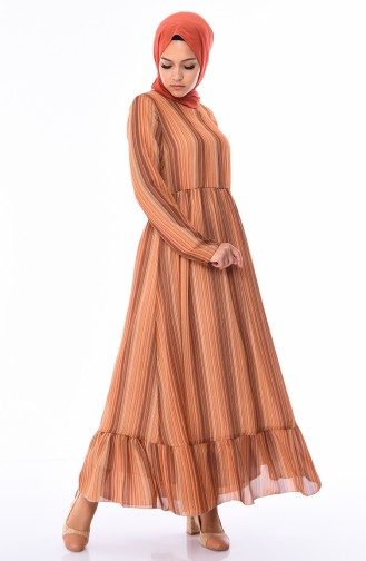 Ziegelrot Hijab Kleider 0058-01