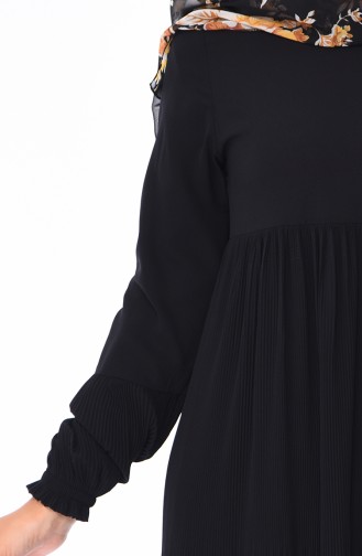 Pliseli Yazlık Elbise 0059-02 Siyah