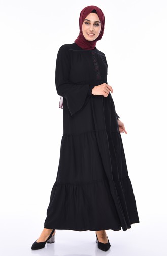 Schwarz Hijab Kleider 0061-02